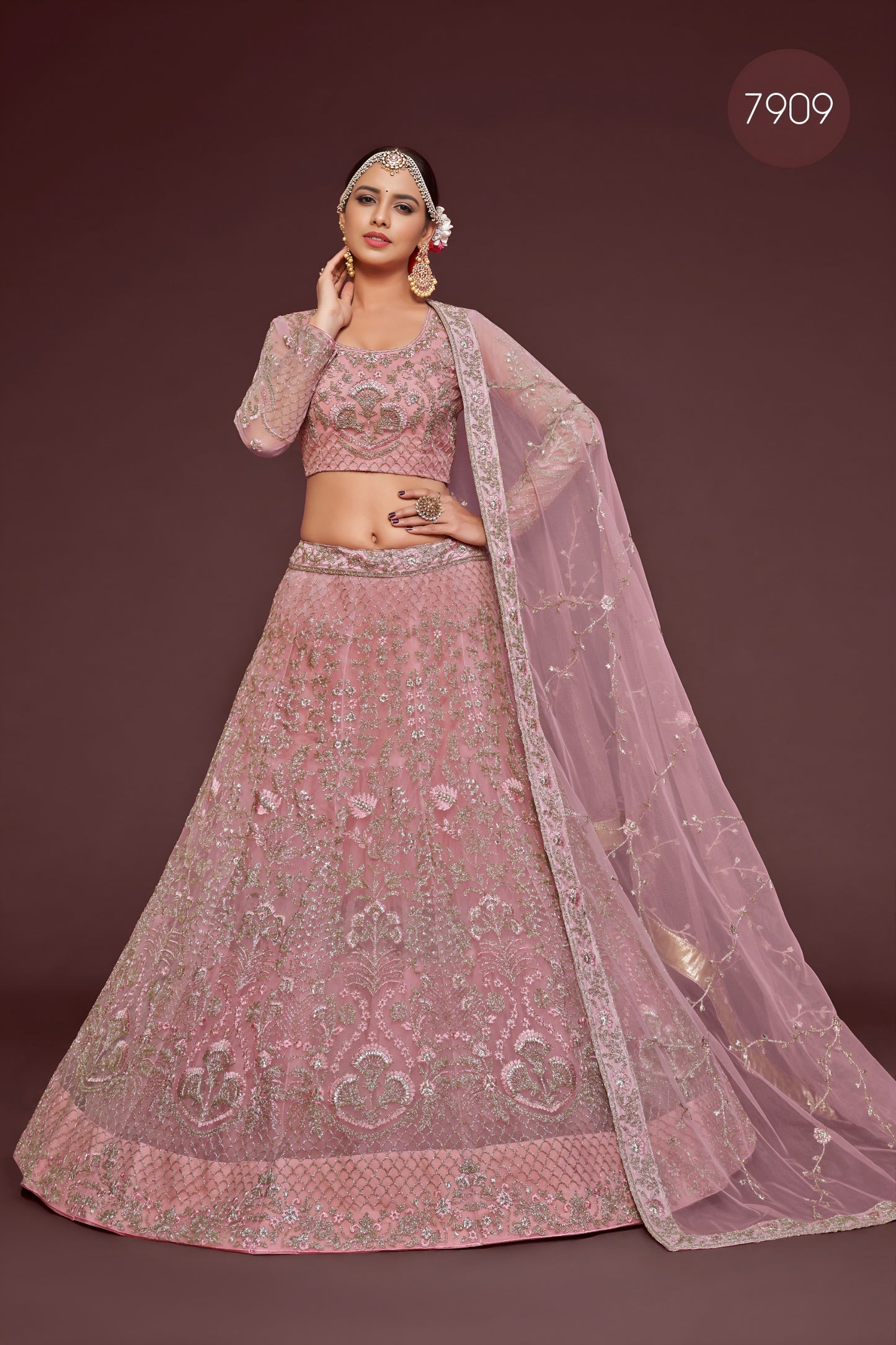 🌸 Dusty Pink Bridal Lehenga Choli 🌸