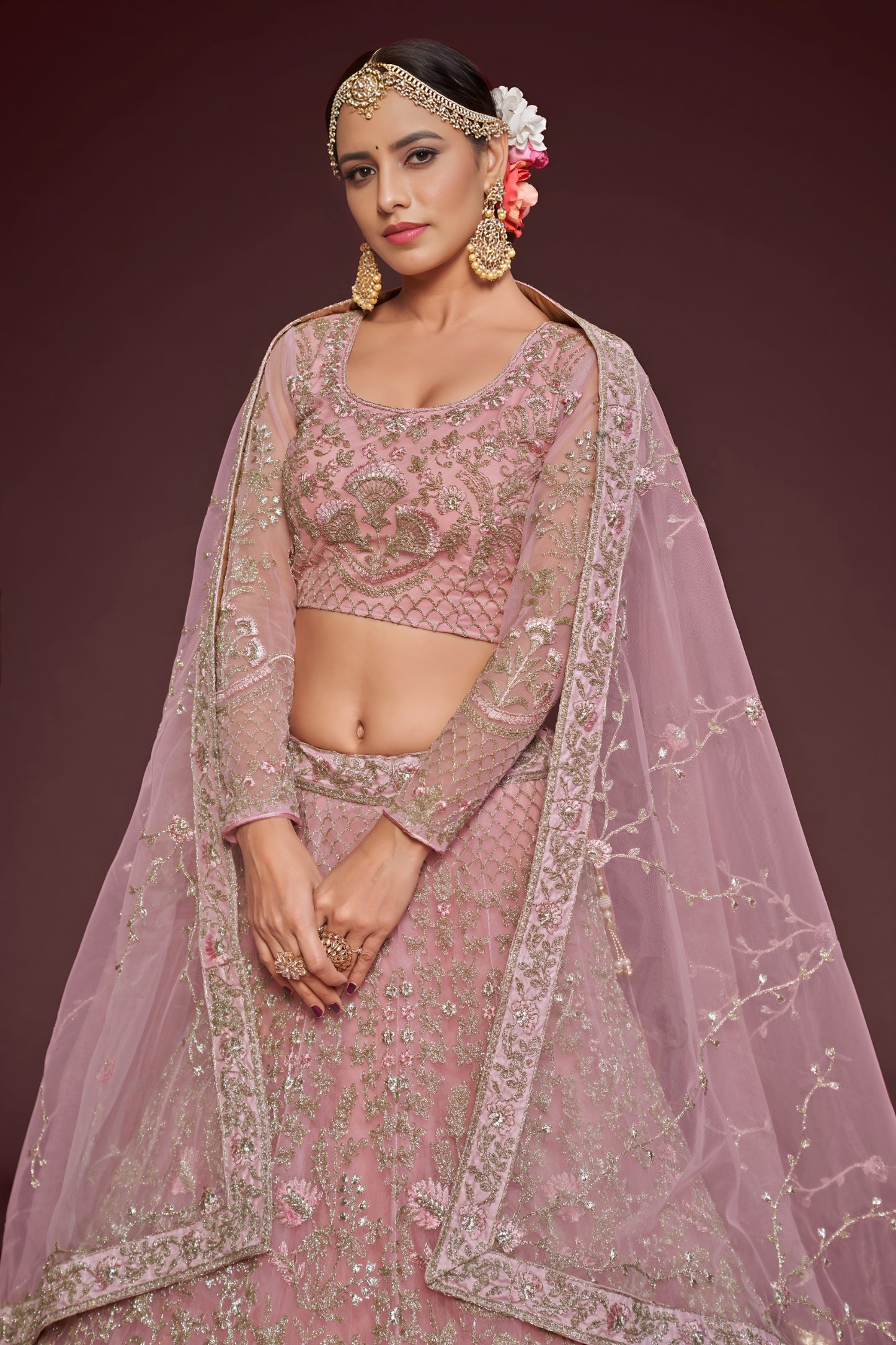 🌸 Dusty Pink Bridal Lehenga Choli 🌸