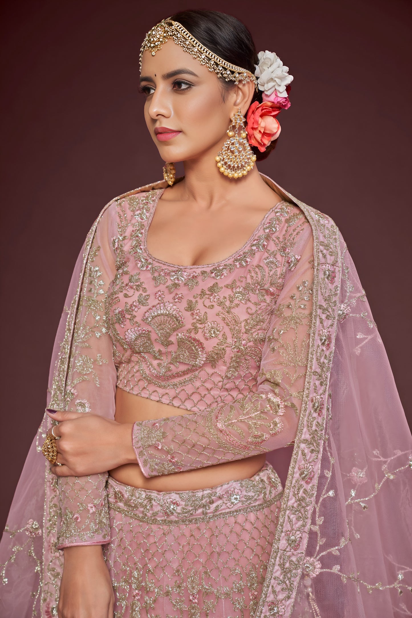 🌸 Dusty Pink Bridal Lehenga Choli 🌸