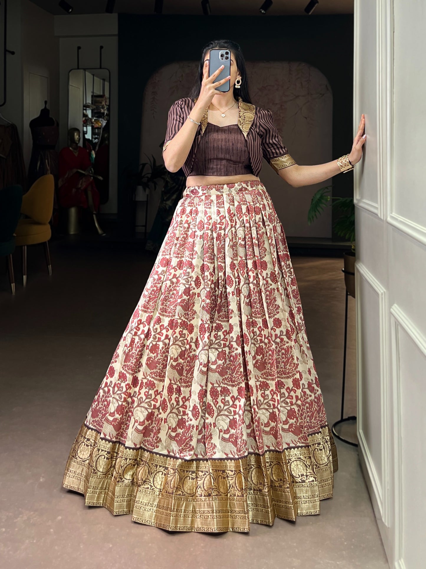 When tradition meets style Feel like royalty in this handcrafted Tasar Silk lehenga choli 🌸