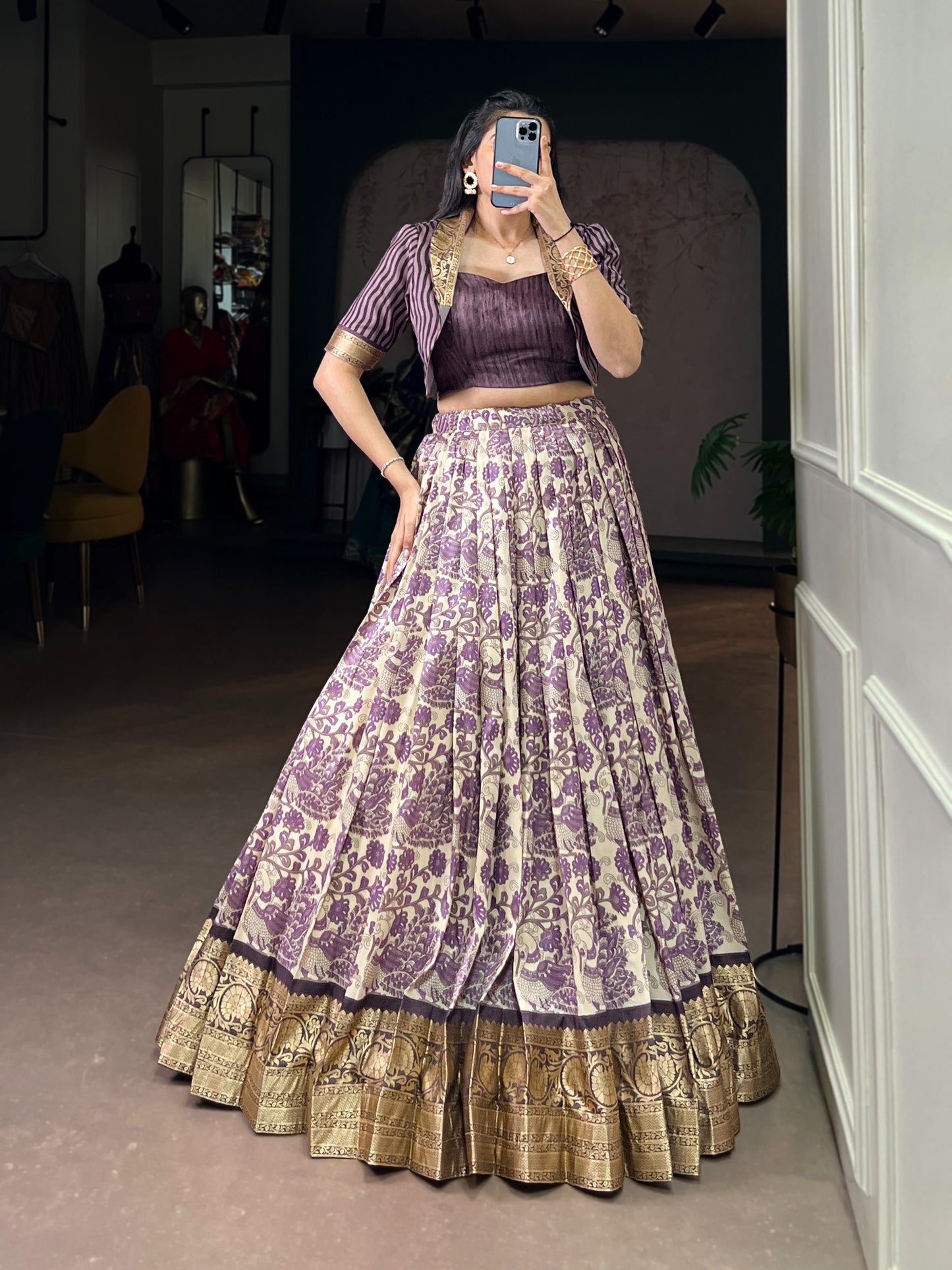 When tradition meets style Feel like royalty in this handcrafted Tasar Silk lehenga choli 🌸