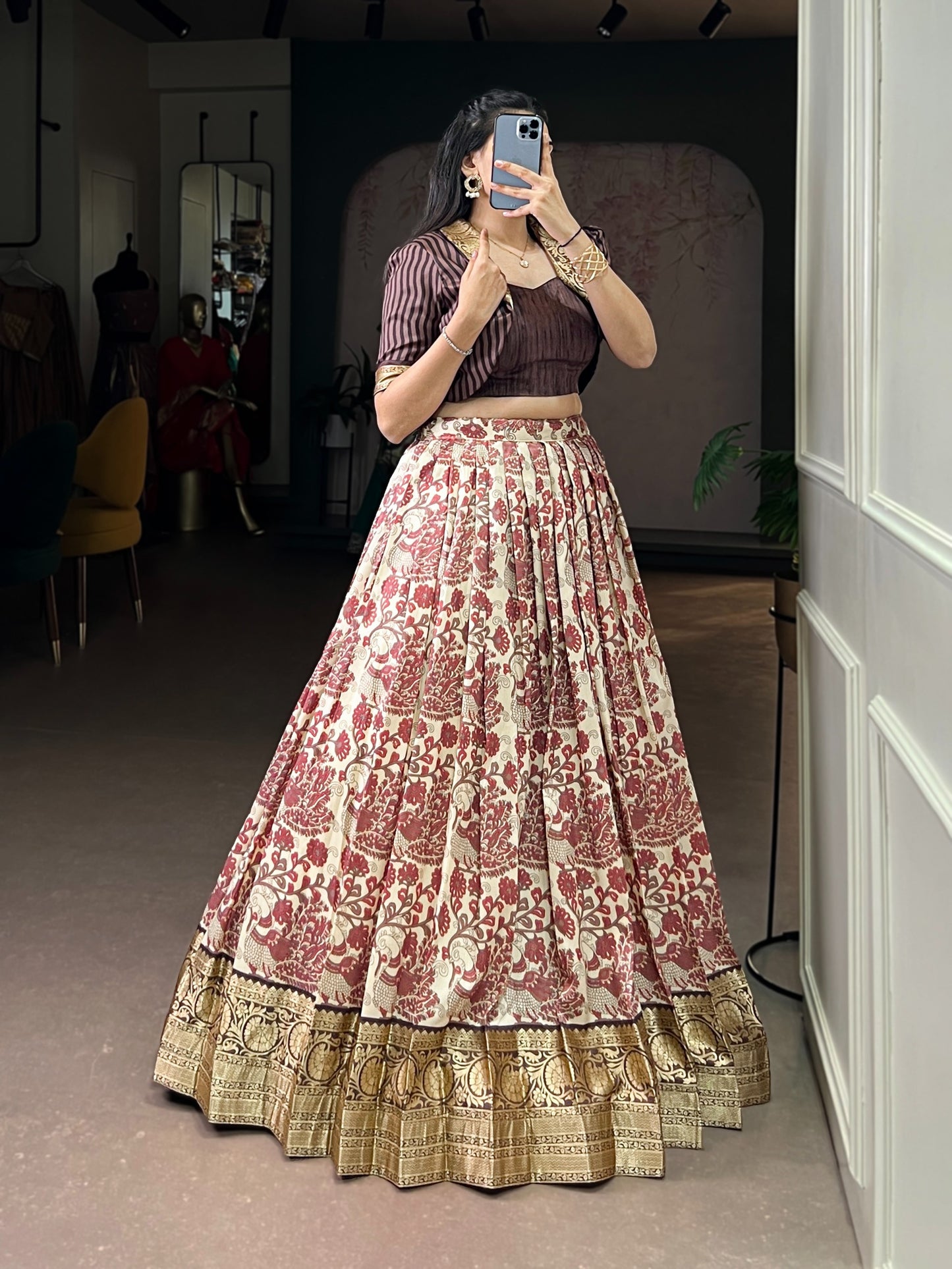When tradition meets style Feel like royalty in this handcrafted Tasar Silk lehenga choli 🌸