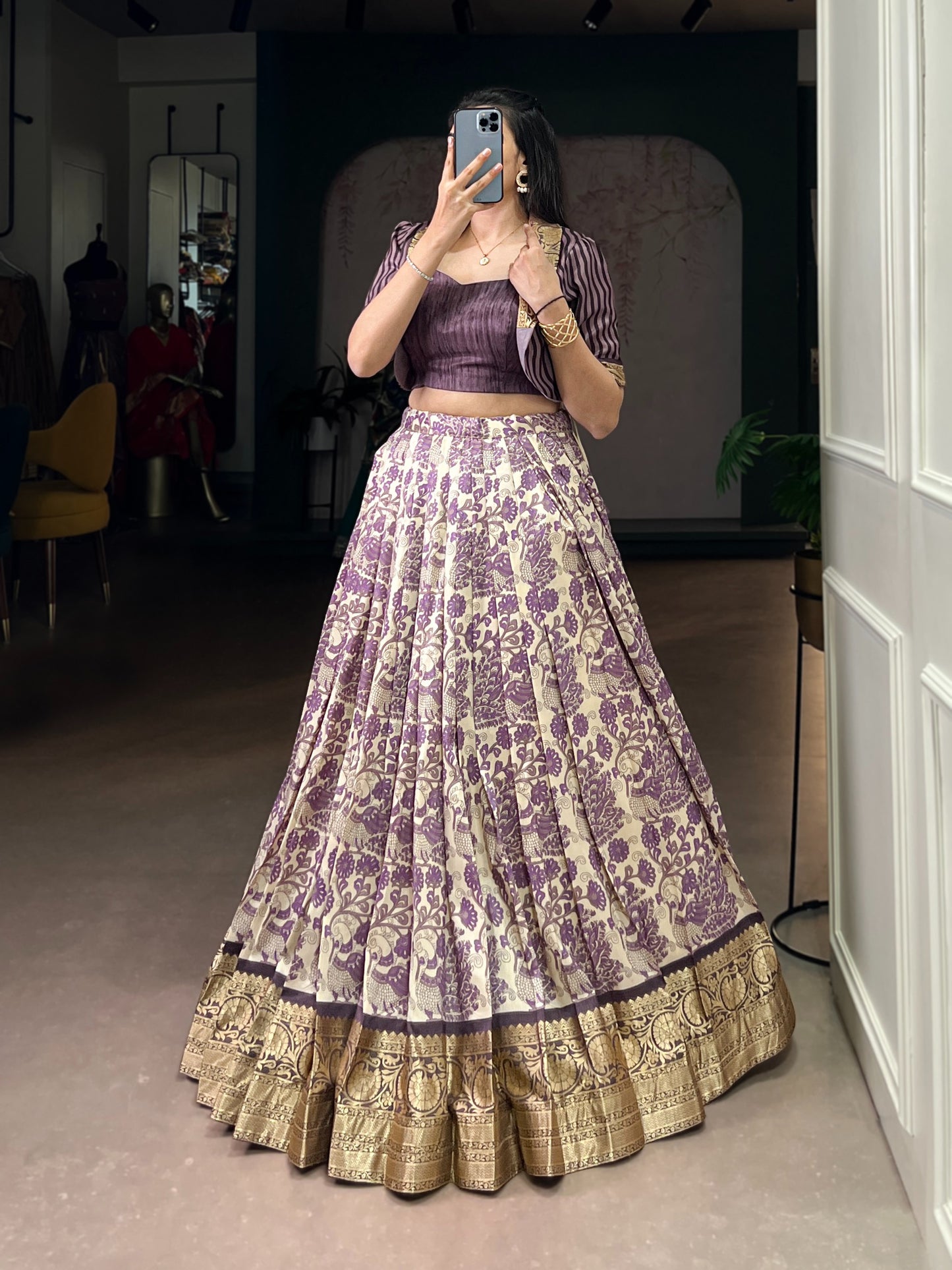 When tradition meets style Feel like royalty in this handcrafted Tasar Silk lehenga choli 🌸