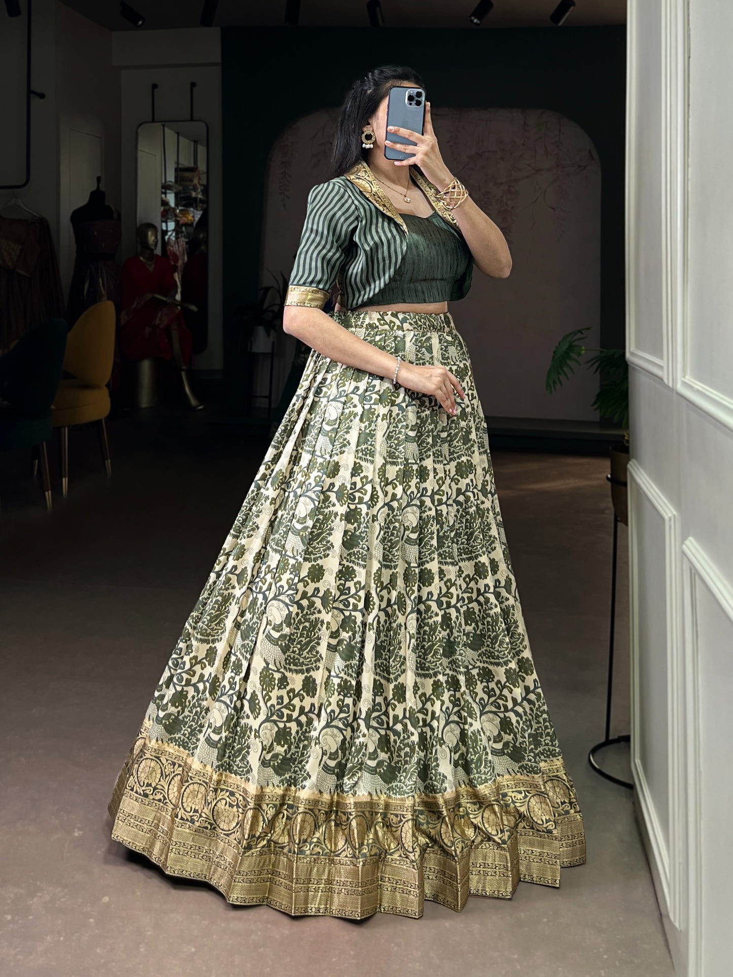 When tradition meets style Feel like royalty in this handcrafted Tasar Silk lehenga choli 🌸