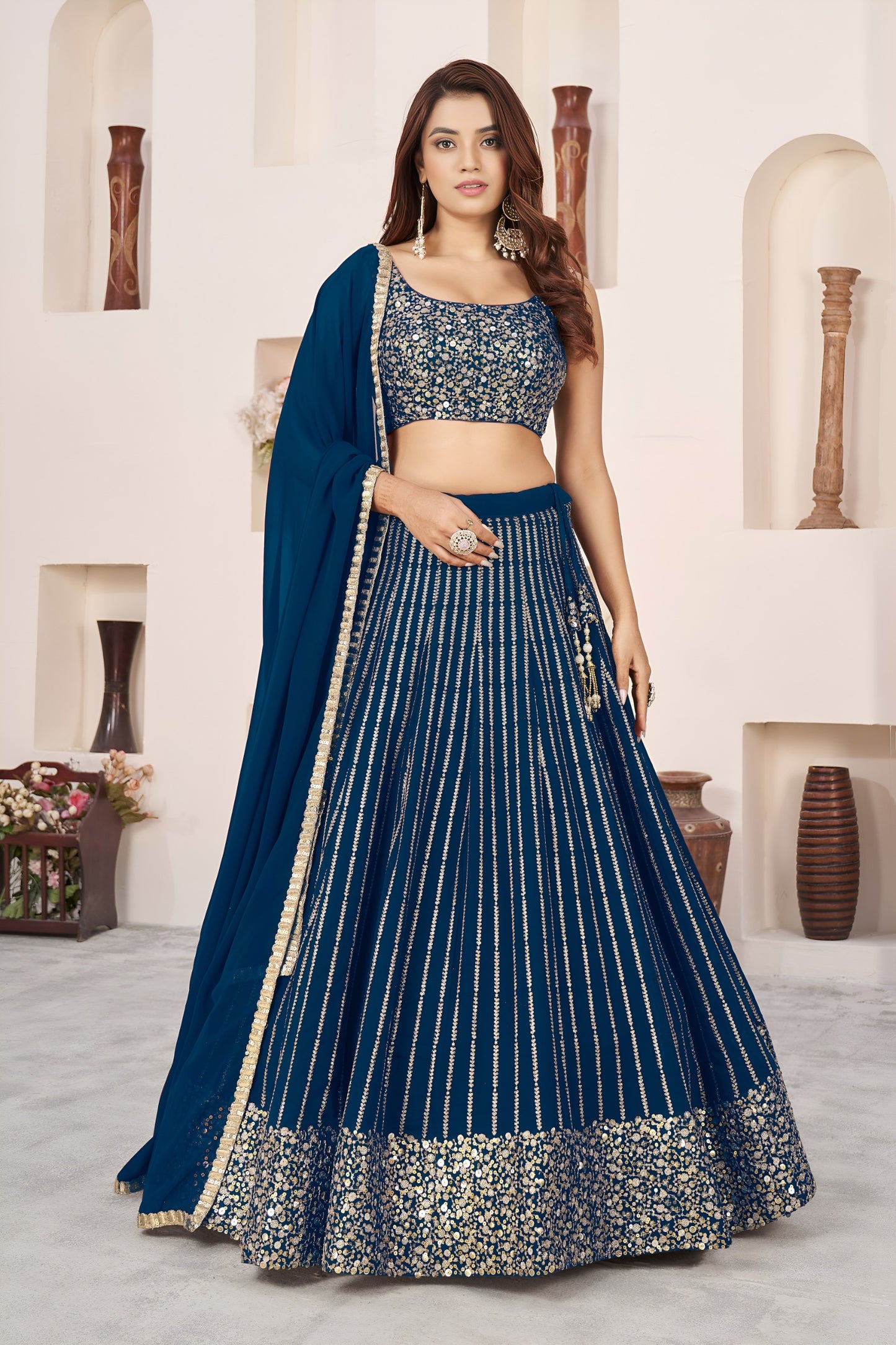 💙 Stunning Blue Sequins Lehenga Choli 💙