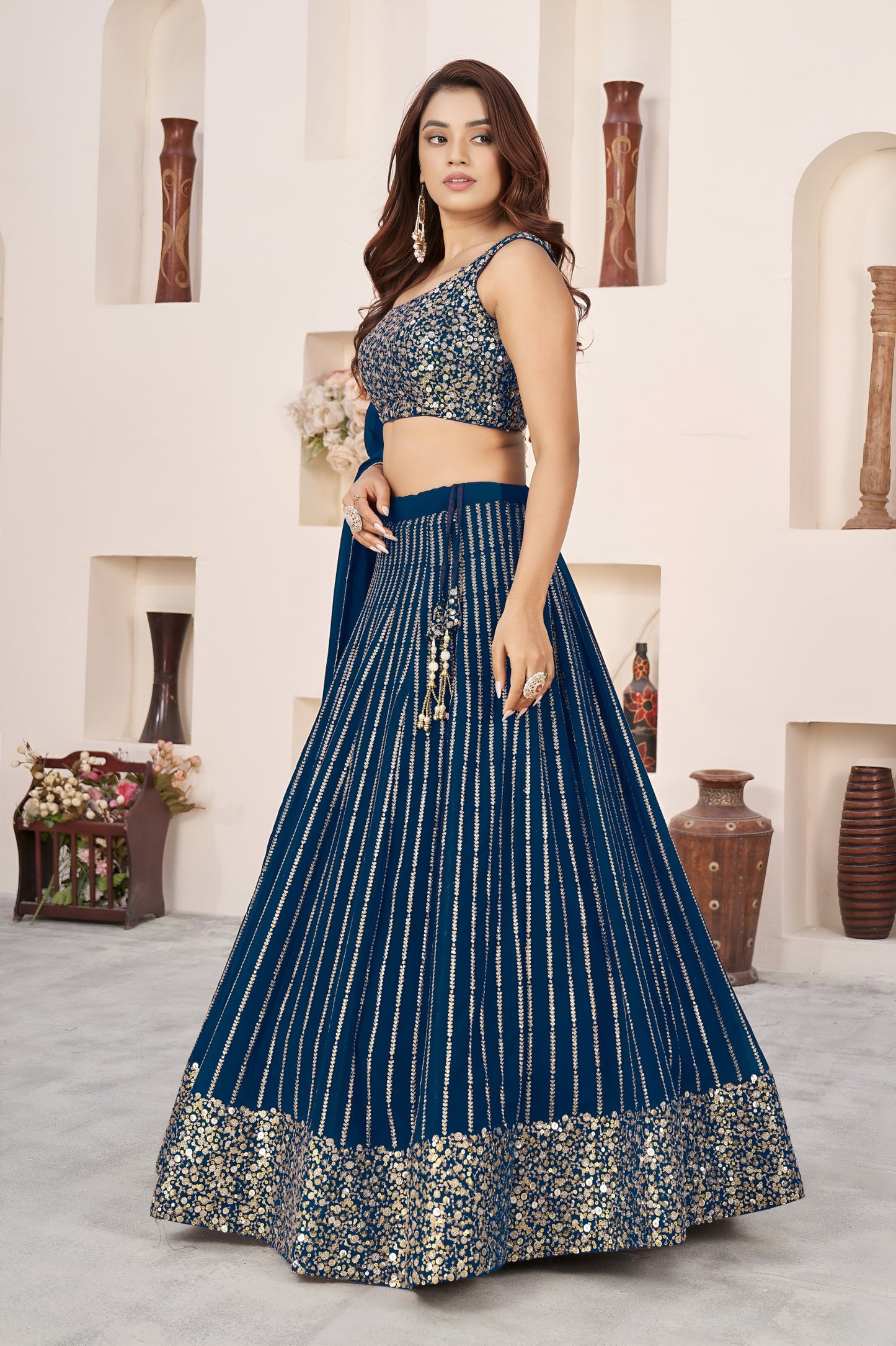 💙 Stunning Blue Sequins Lehenga Choli 💙