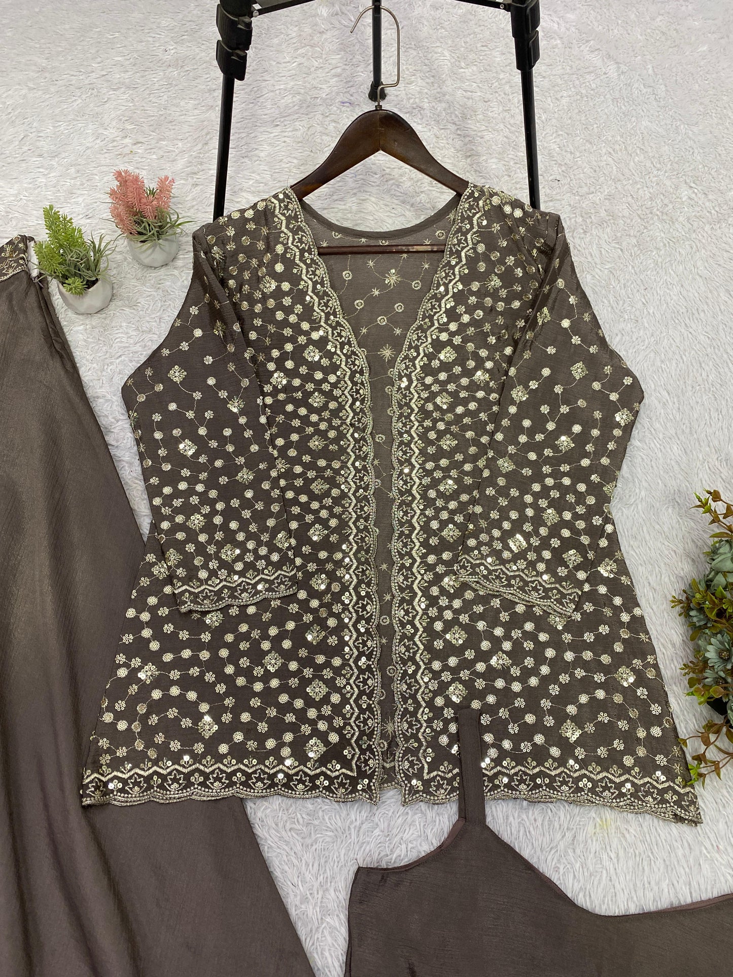 ✨ THIS WEDDING SEASON WEAR OUR BEAUTIFUL SEQUENCE EMBROIDERED BLOUSE, PLAZZO WITH KOTI ✨