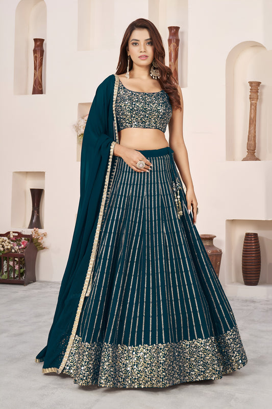 💚 Teal Green Sequins Lehenga Choli 💚