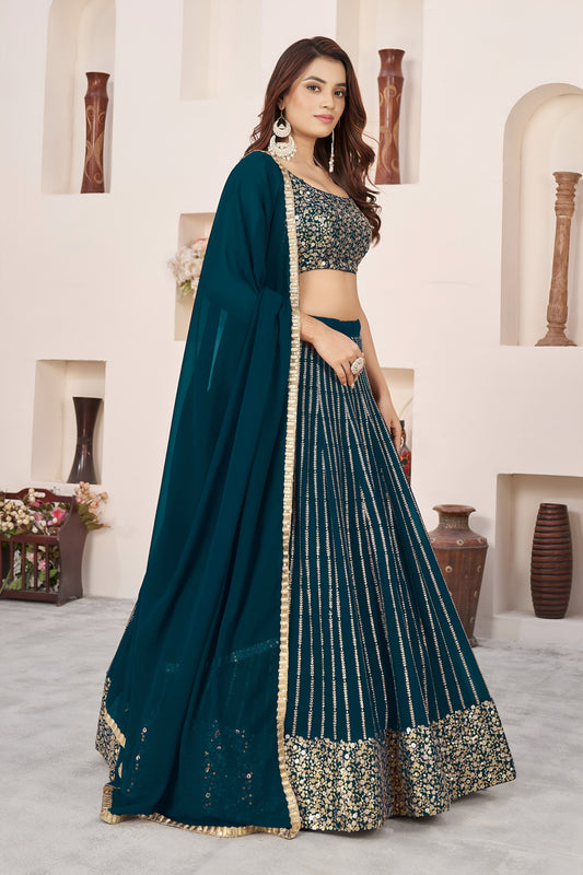 💚 Teal Green Sequins Lehenga Choli 💚