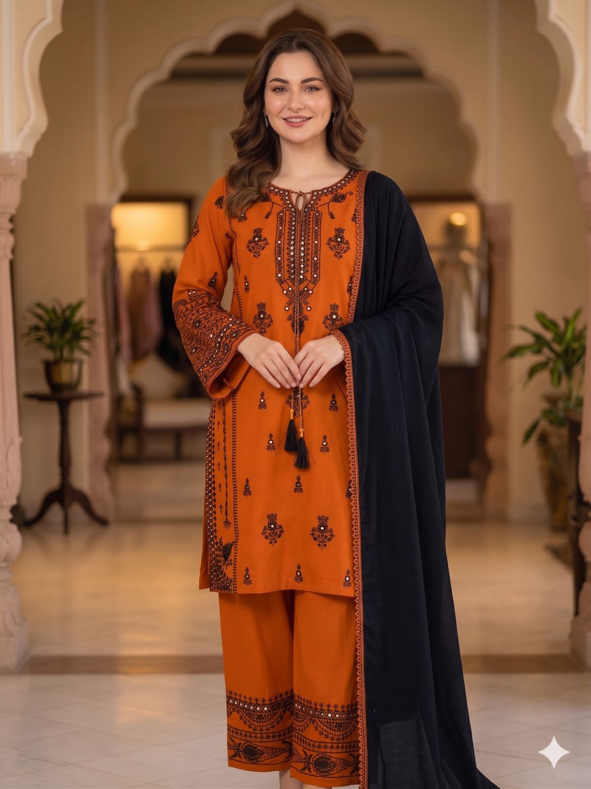 THIS WEDDING SEASON, TRY OUR DESIGNER EMBROIDERY WORK WITH PAPERWORK MIRROR EFFECTED SUIT