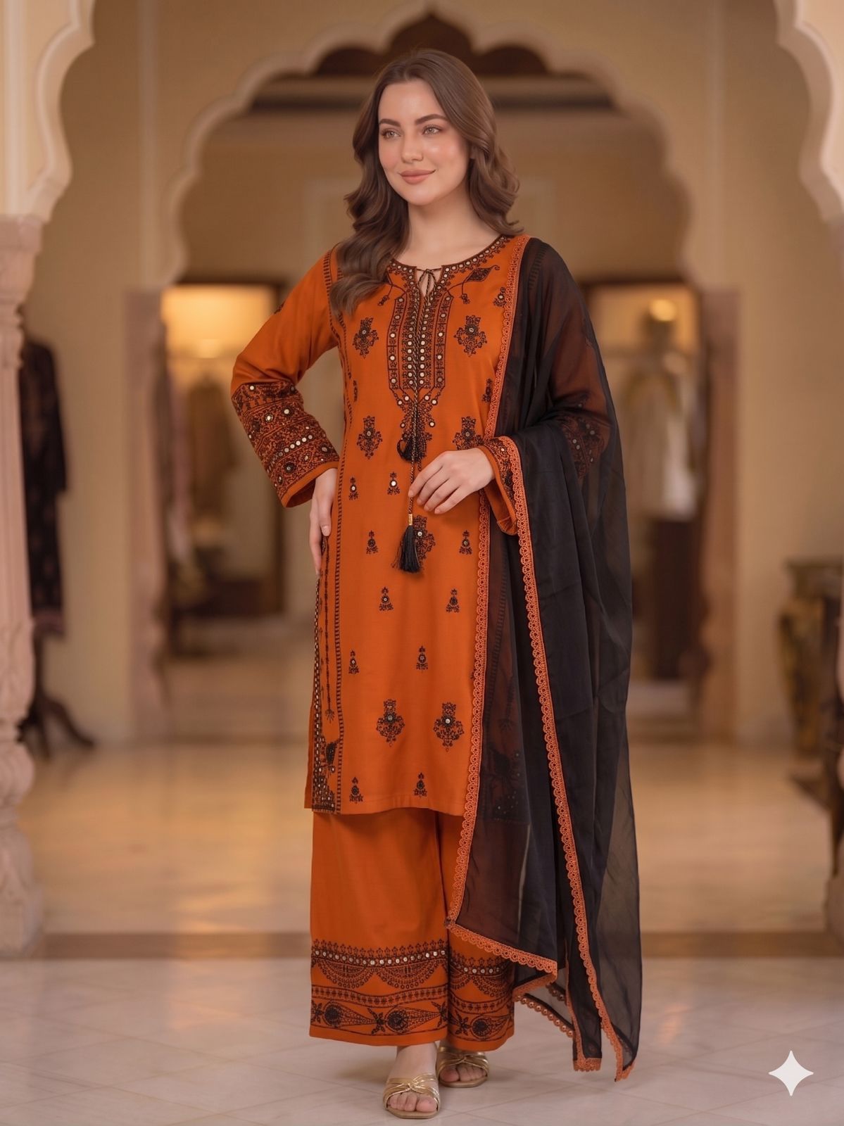 THIS WEDDING SEASON, TRY OUR DESIGNER EMBROIDERY WORK WITH PAPERWORK MIRROR EFFECTED SUIT