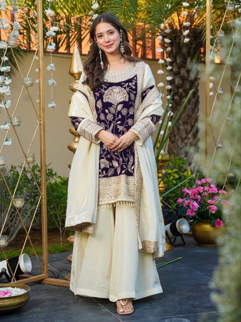 The Contrast Velvet Panel Sharara Trend