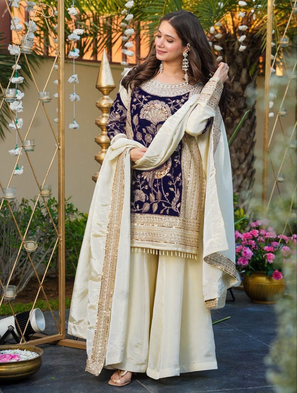 The Contrast Velvet Panel Sharara Trend