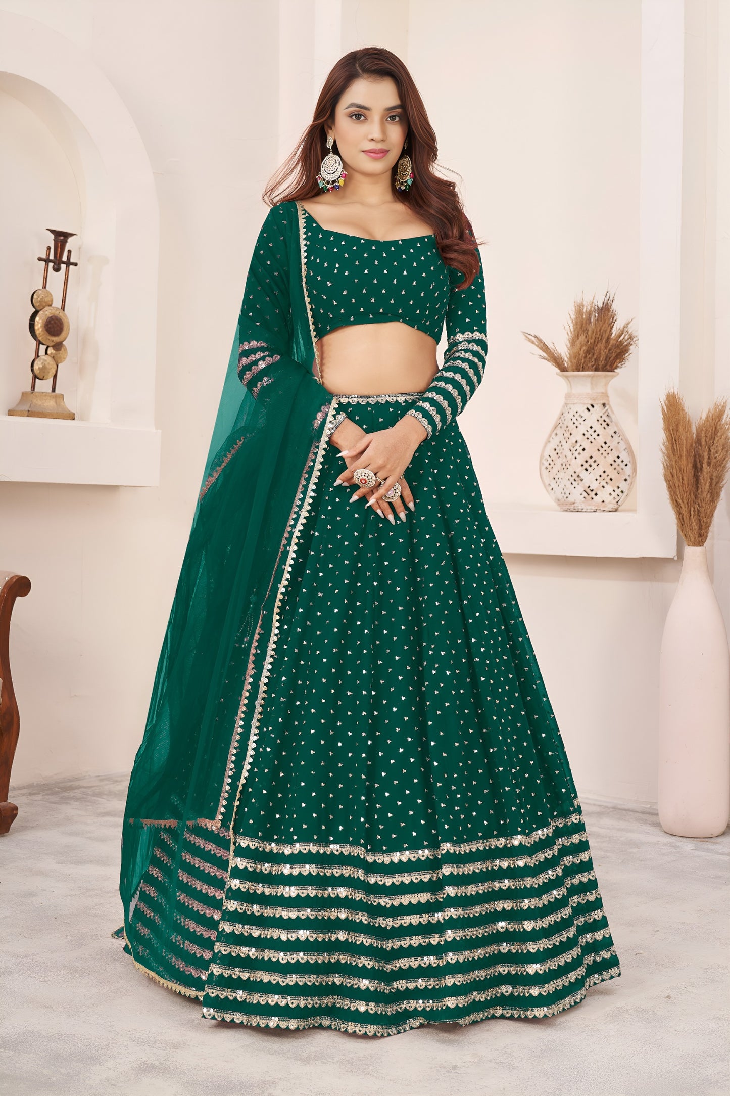 💚 Elegant Teal Green Lehenga Choli 💚
