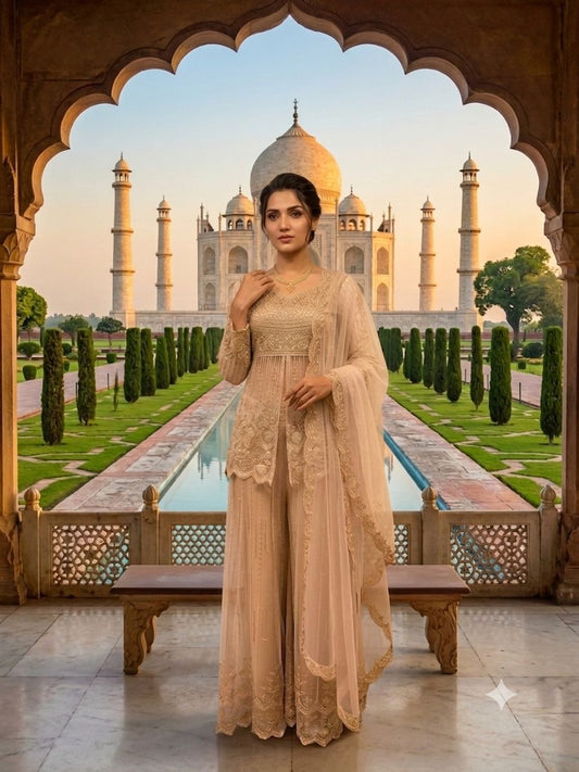 ✨ THIS SEASON WEAR OUR BEAUTIFUL AND HEAVY INDO-WESTERN FITS SEQUENCE EMBROIDERED TOP , PLAZZO WITH DUPATTA ✨