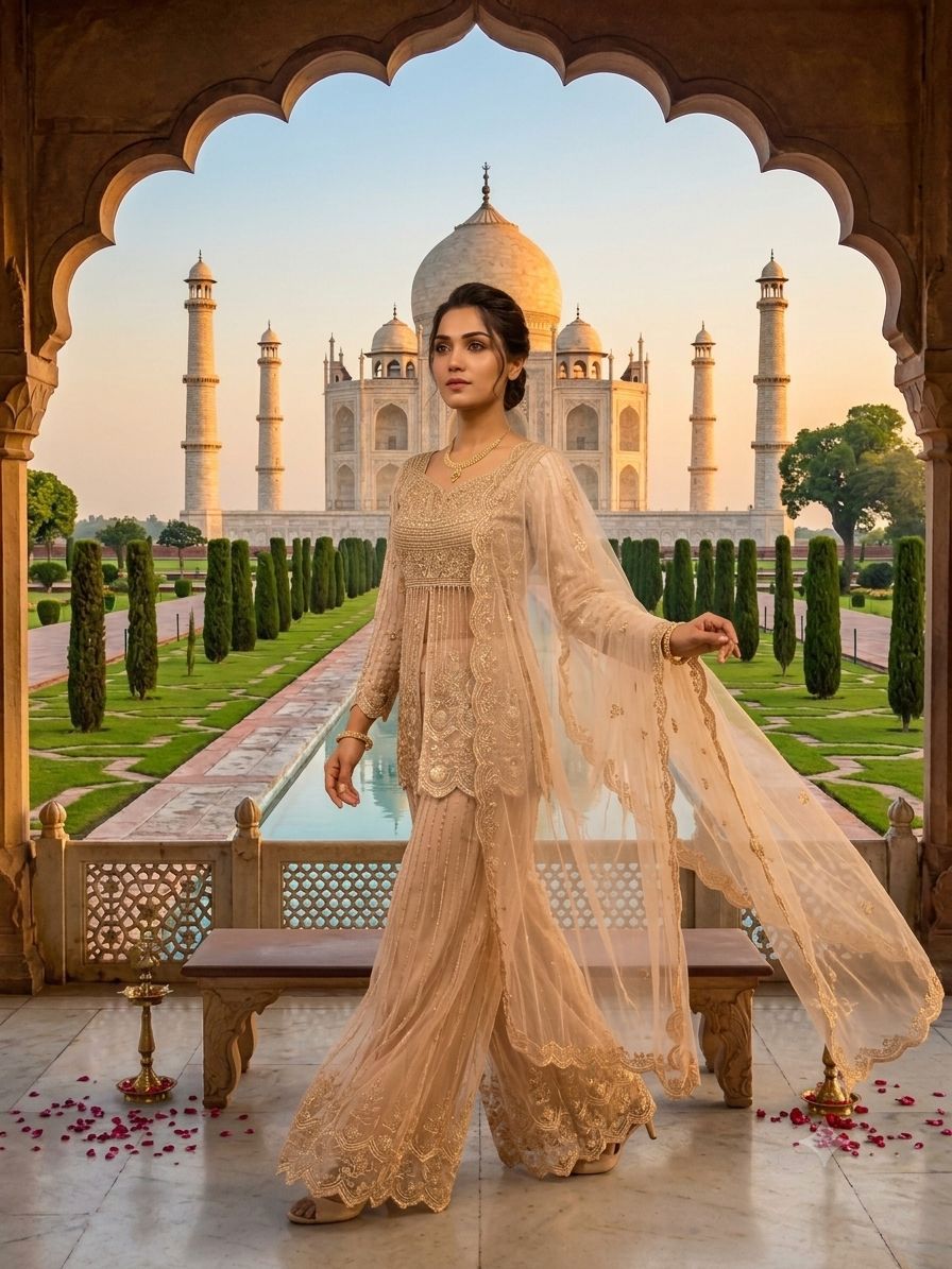 ✨ THIS SEASON WEAR OUR BEAUTIFUL AND HEAVY INDO-WESTERN FITS SEQUENCE EMBROIDERED TOP , PLAZZO WITH DUPATTA ✨