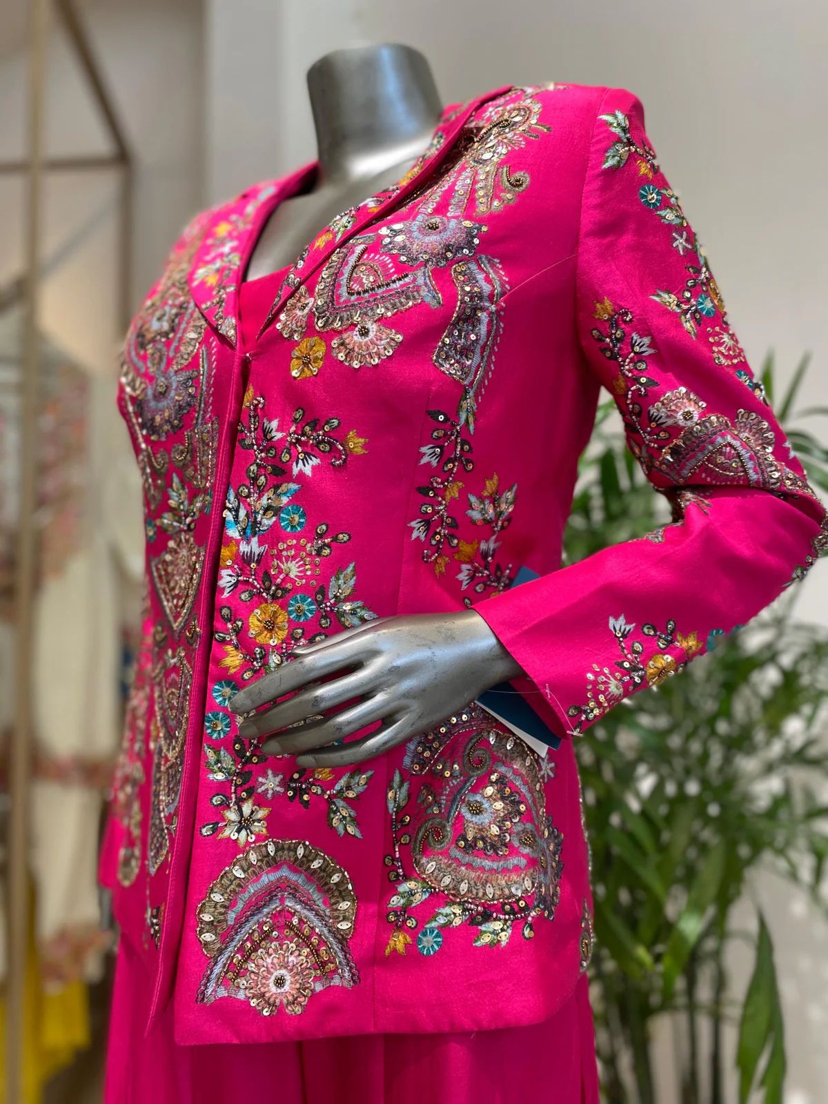 PERFECT FOR PARTY AND WEDDING OUR DESIGNER WEAR 3 PIECE PLAZZO PAIR WITH SEQUENCE EMBROIDERY WORK❤️