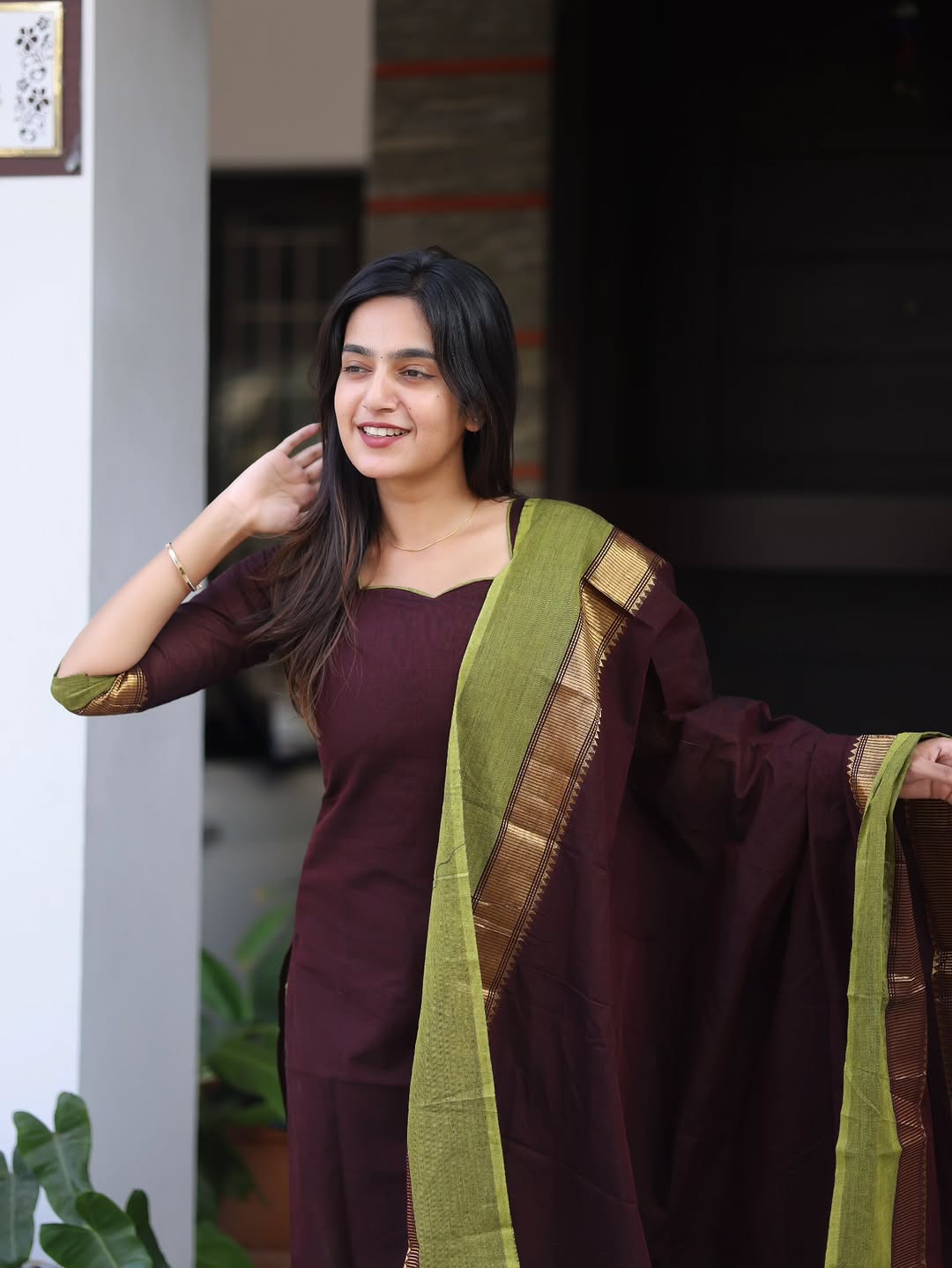 Elegant Kanchi Cotton Fabric Calf Length Straight Kurta Set