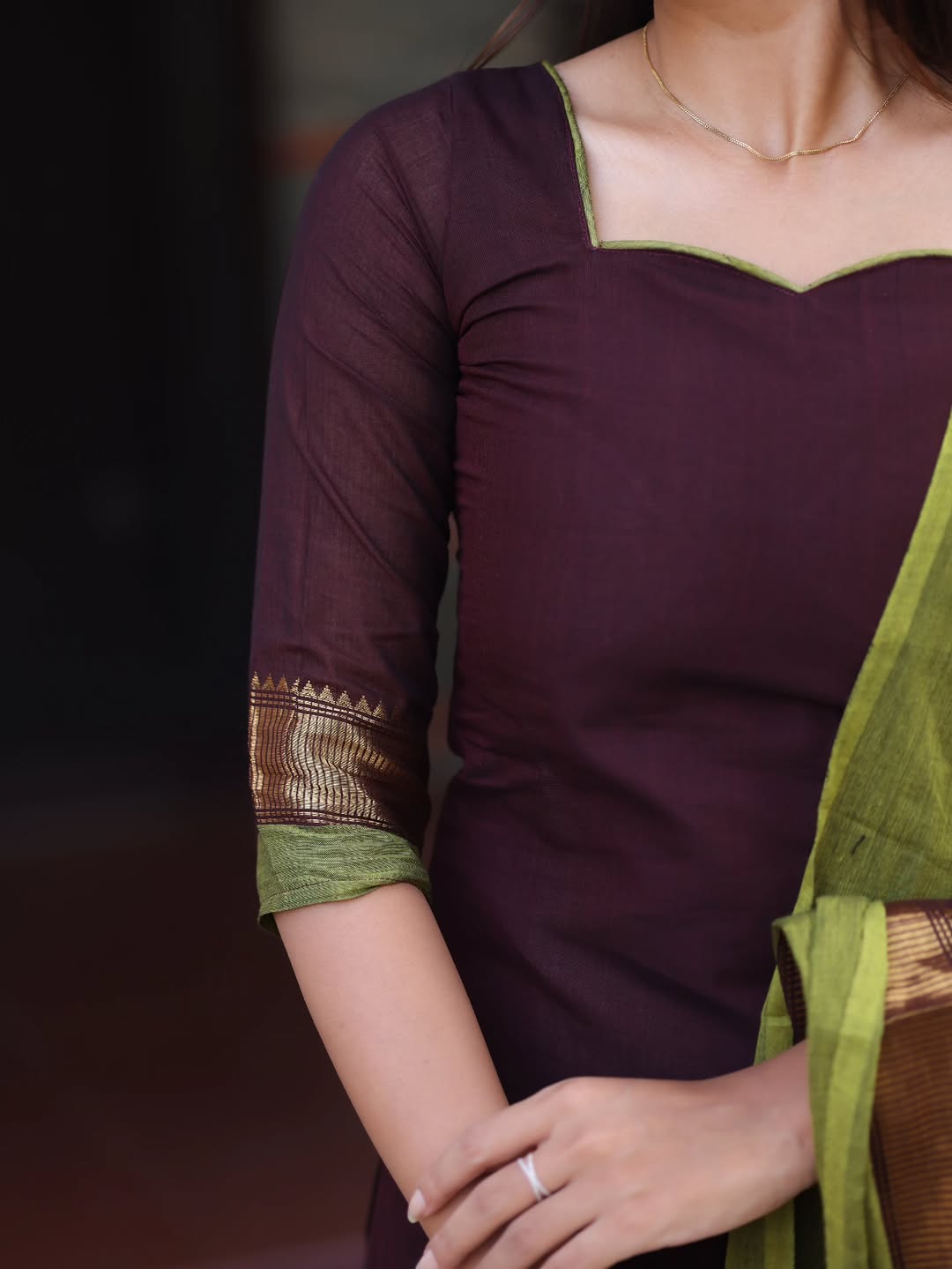 Elegant Kanchi Cotton Fabric Calf Length Straight Kurta Set