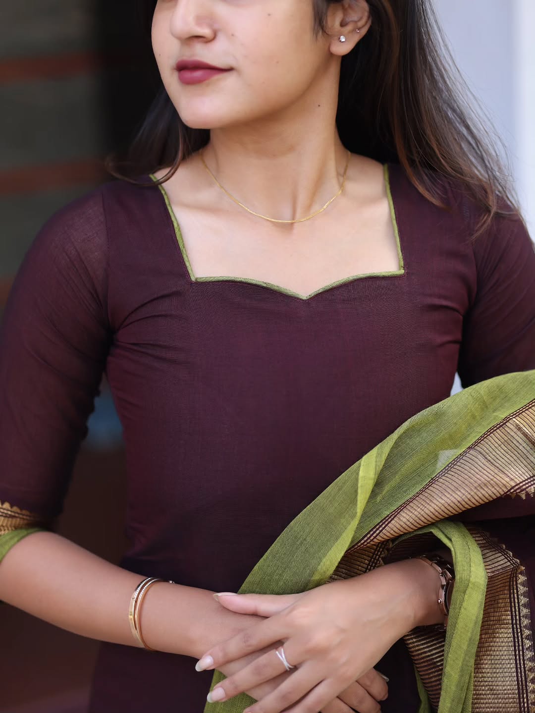 Elegant Kanchi Cotton Fabric Calf Length Straight Kurta Set