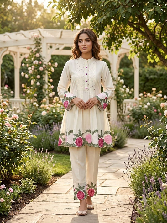 _✨ THIS SUMMER SEASON WEAR TRENDY CO-ORD SET WITH EMBROIDERY WORK✨_
