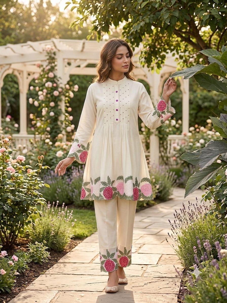 _✨ THIS SUMMER SEASON WEAR TRENDY CO-ORD SET WITH EMBROIDERY WORK✨_