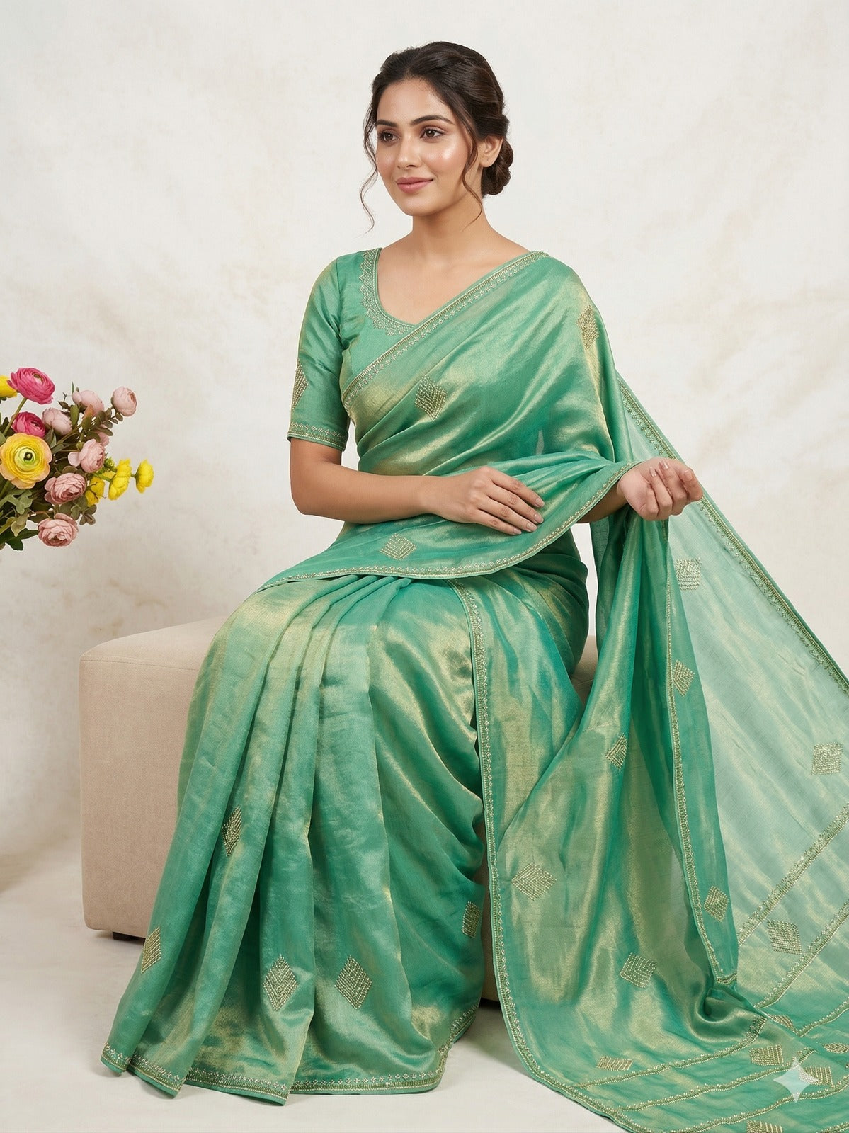 A Study in Minimalist Studio Lighting and Timeless Saree Drapes