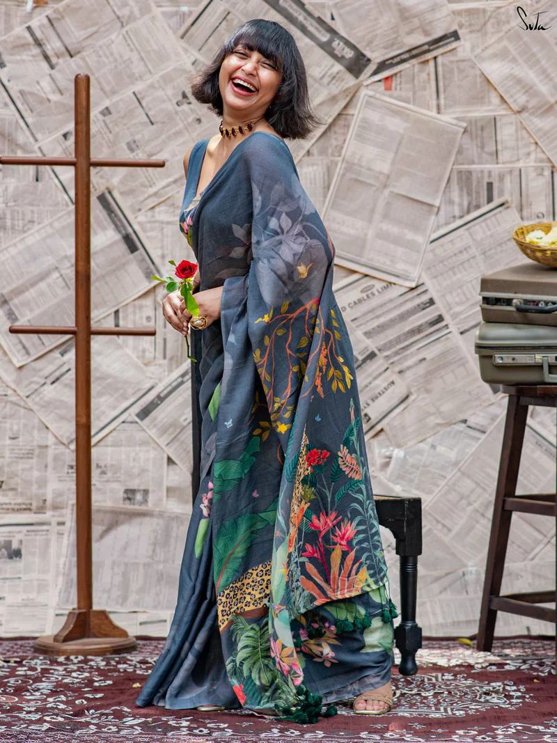 A Contemporary Interpretation of Traditional Drapes Against a Vintage Newsprint Backdrop