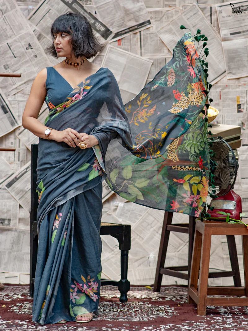A Contemporary Interpretation of Traditional Drapes Against a Vintage Newsprint Backdrop