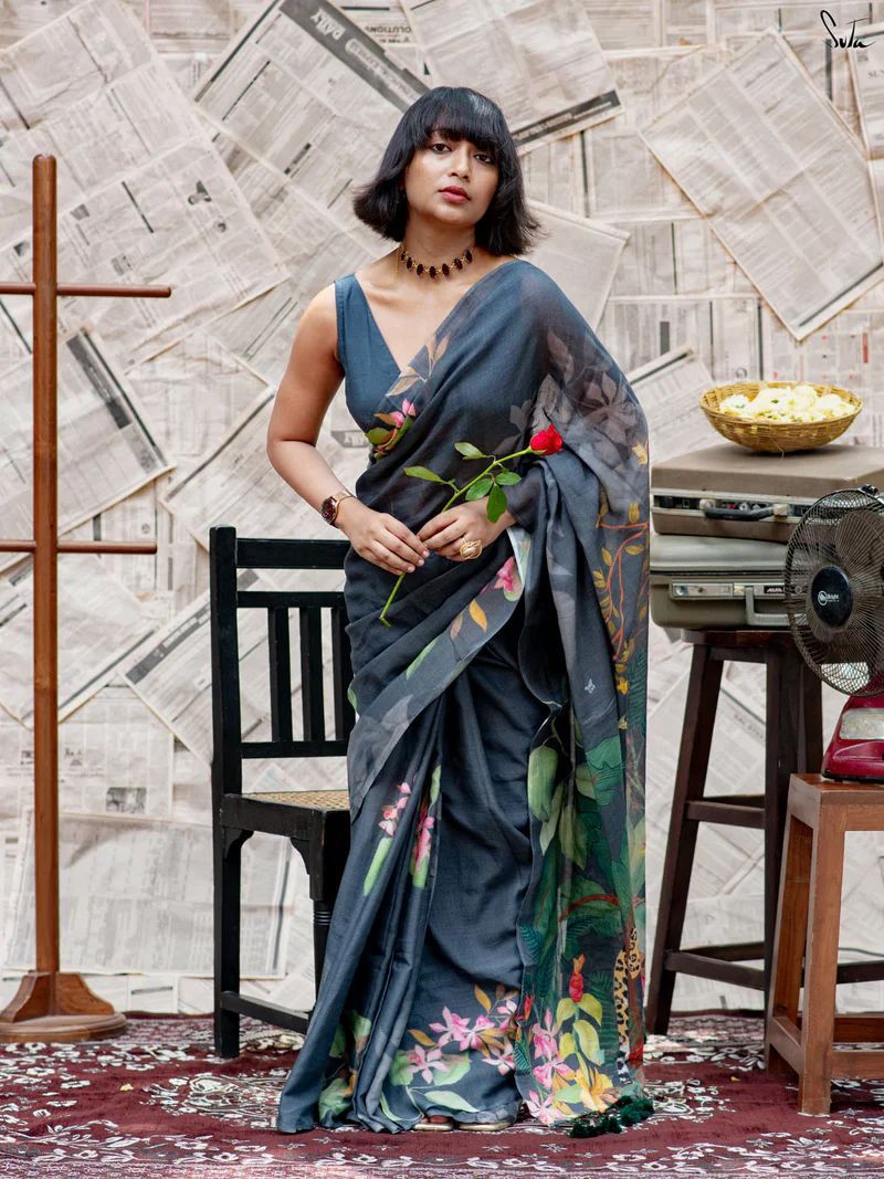 A Contemporary Interpretation of Traditional Drapes Against a Vintage Newsprint Backdrop