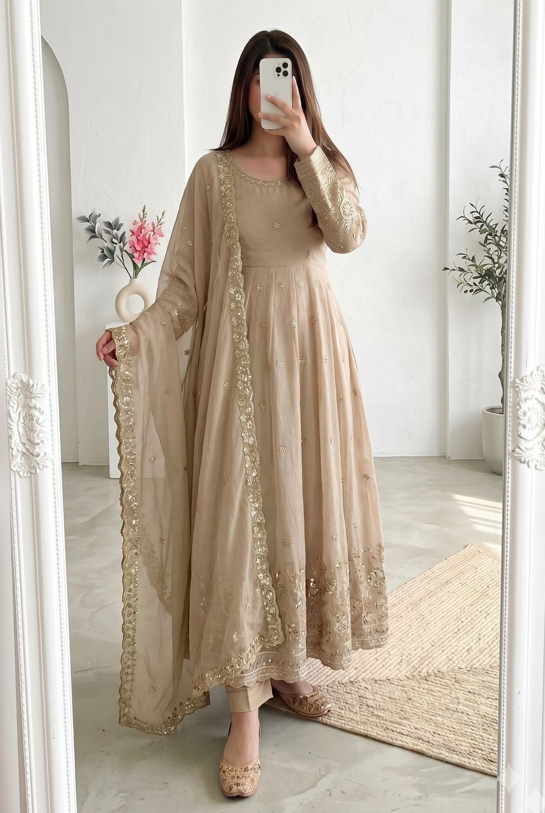 Elegant Georgette Embroidered Anarkali Suit Set – Available in Multiple Festive Pastel and Jewel Tones