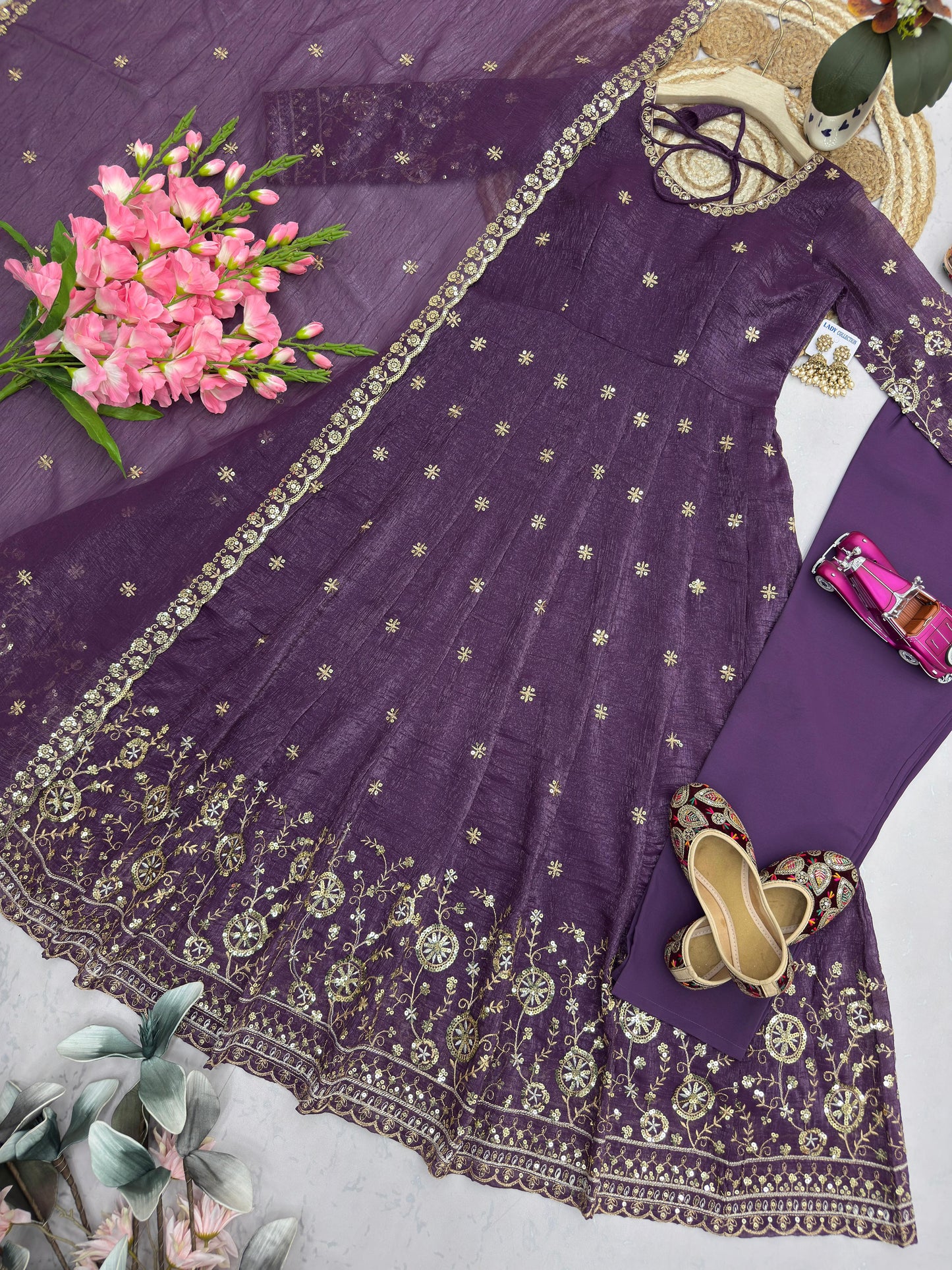 Elegant Georgette Embroidered Anarkali Suit Set – Available in Multiple Festive Pastel and Jewel Tones