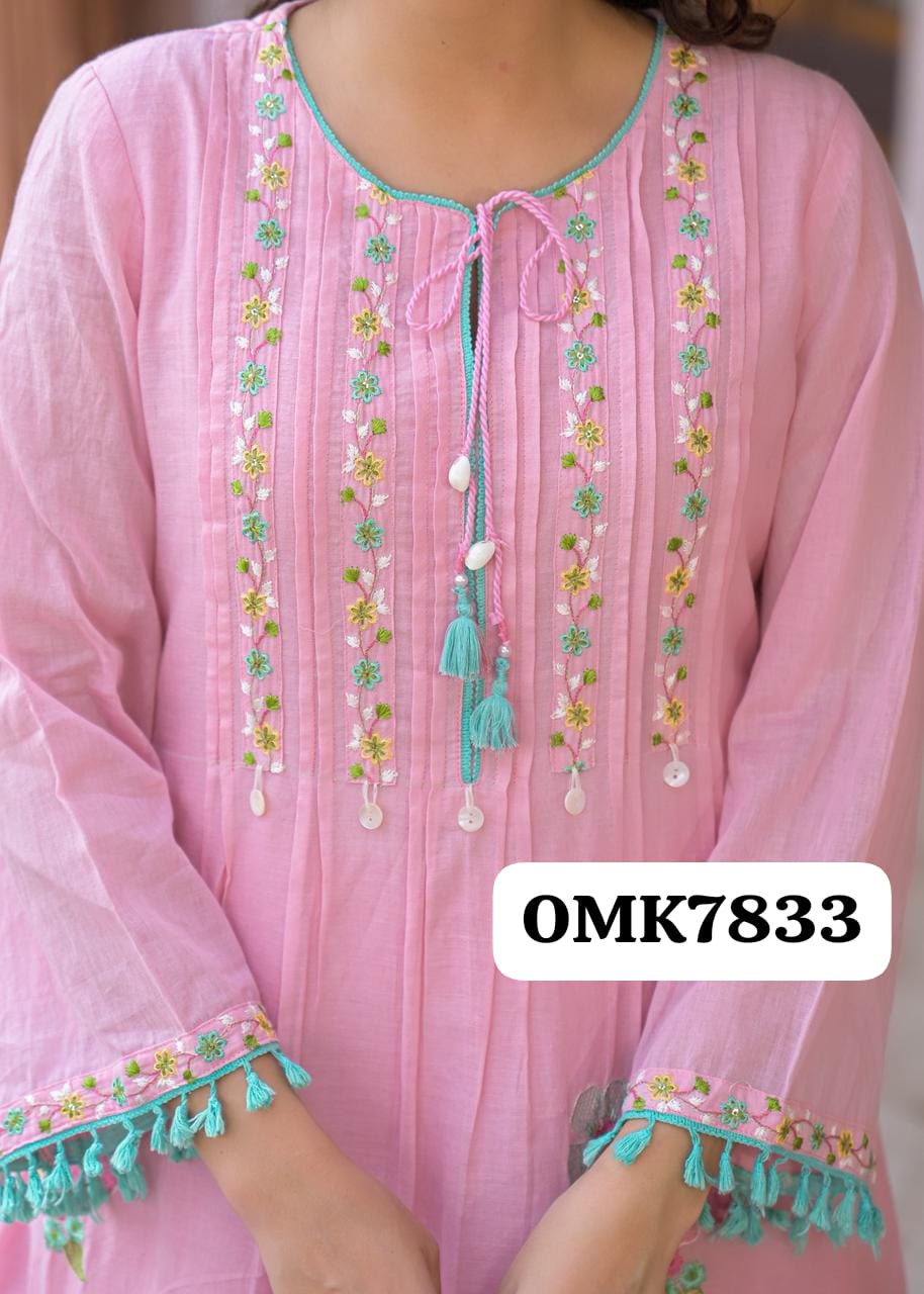 🕉️ BEAUTIFUL  IMPORTED MULMUL EMB FABRIC CORD SET*🕉️