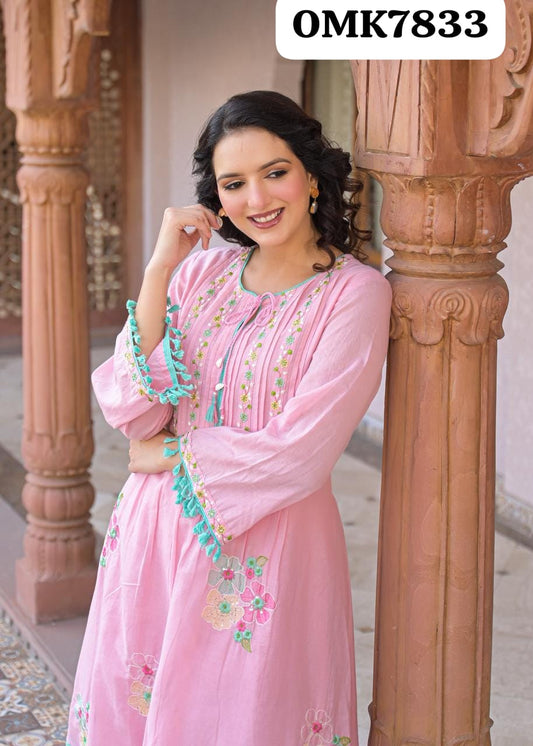🕉️ BEAUTIFUL  IMPORTED MULMUL EMB FABRIC CORD SET*🕉️