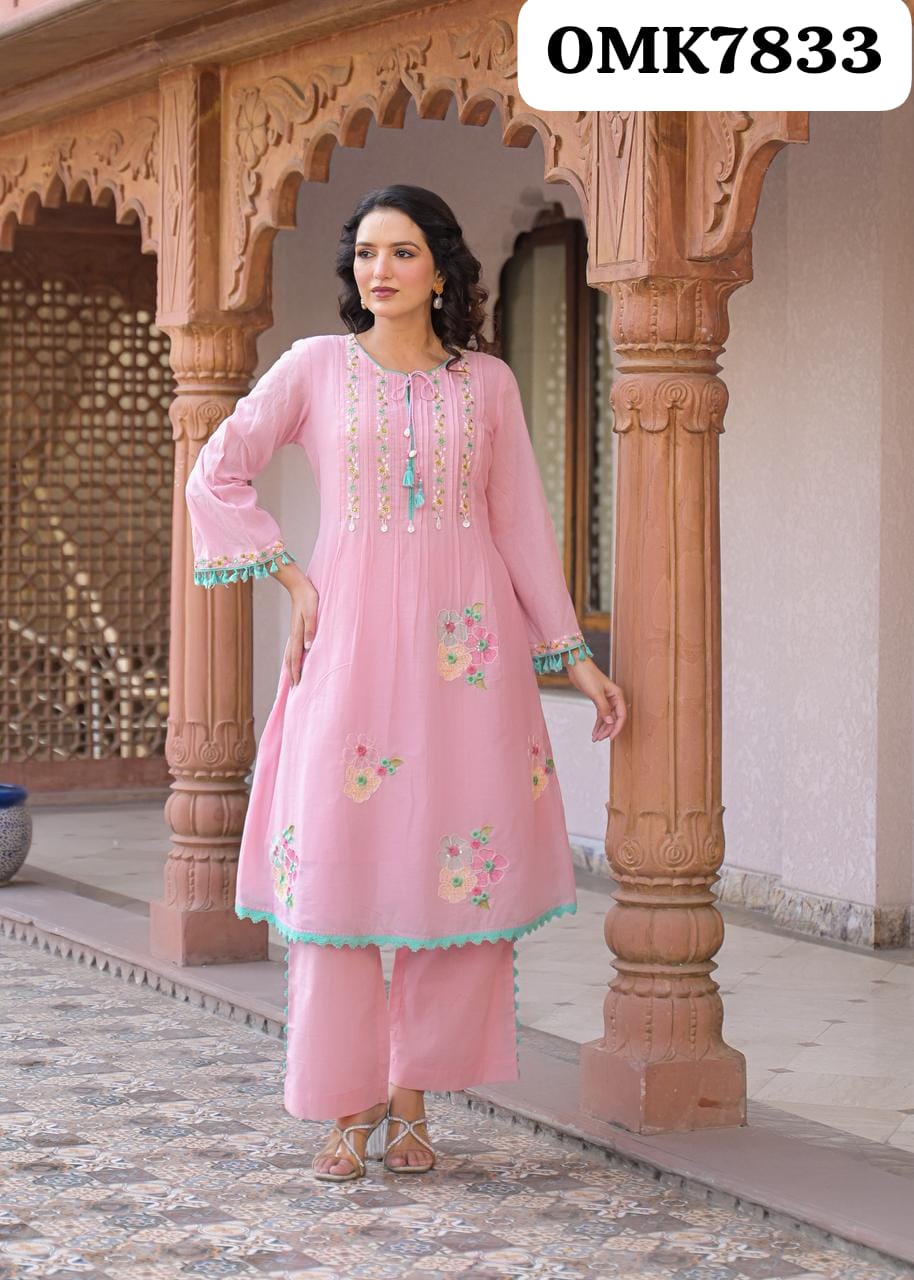 🕉️ BEAUTIFUL  IMPORTED MULMUL EMB FABRIC CORD SET*🕉️