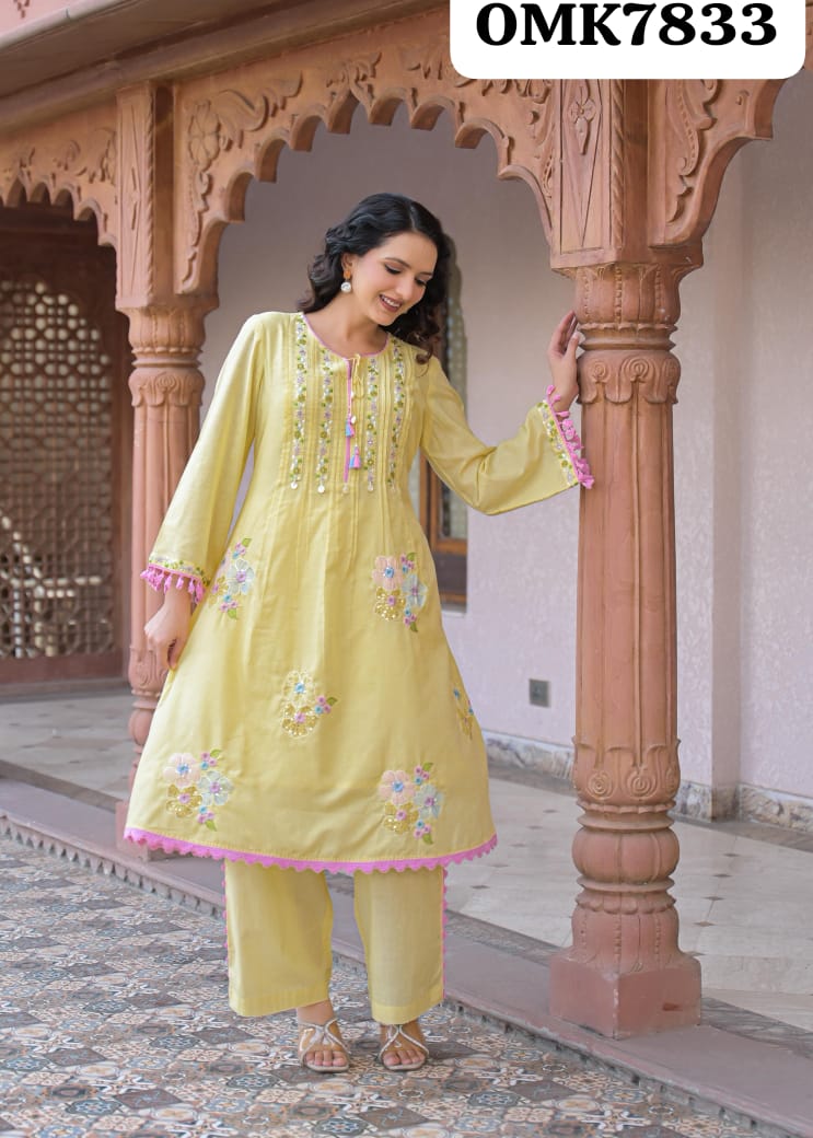 🕉️ BEAUTIFUL  IMPORTED MULMUL EMB FABRIC CORD SET*🕉️