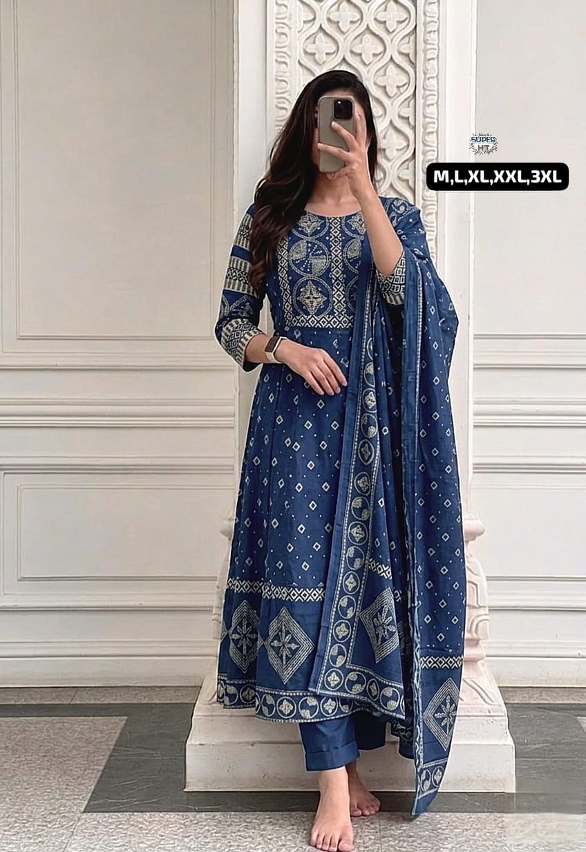 🍁Anarkali kurta set For a festive gathering, you’ll can opt for our Tier pattern with beutiful work on yoke Anarkali kurti Set