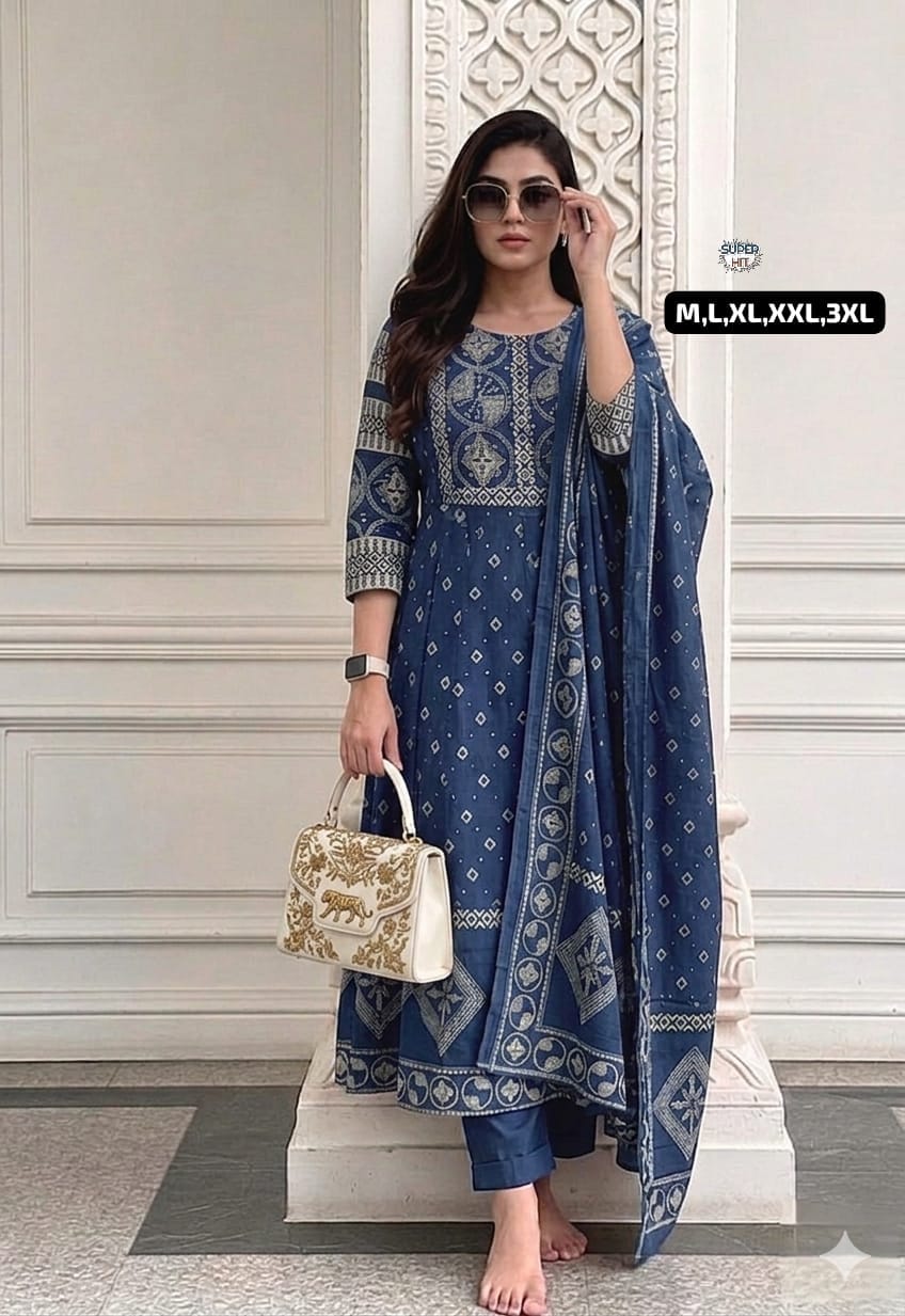 🍁Anarkali kurta set For a festive gathering, you’ll can opt for our Tier pattern with beutiful work on yoke Anarkali kurti Set