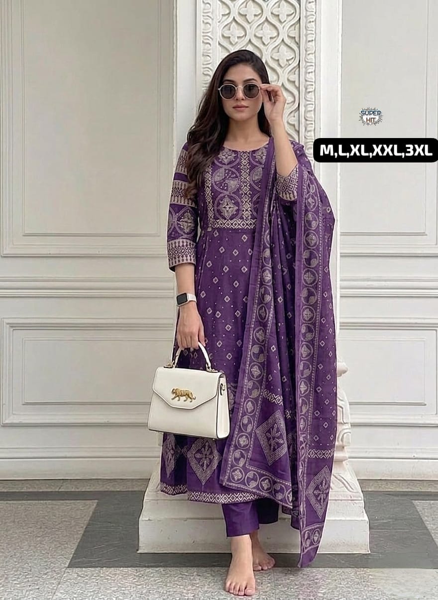 🍁Anarkali kurta set For a festive gathering, you’ll can opt for our Tier pattern with beutiful work on yoke Anarkali kurti Set