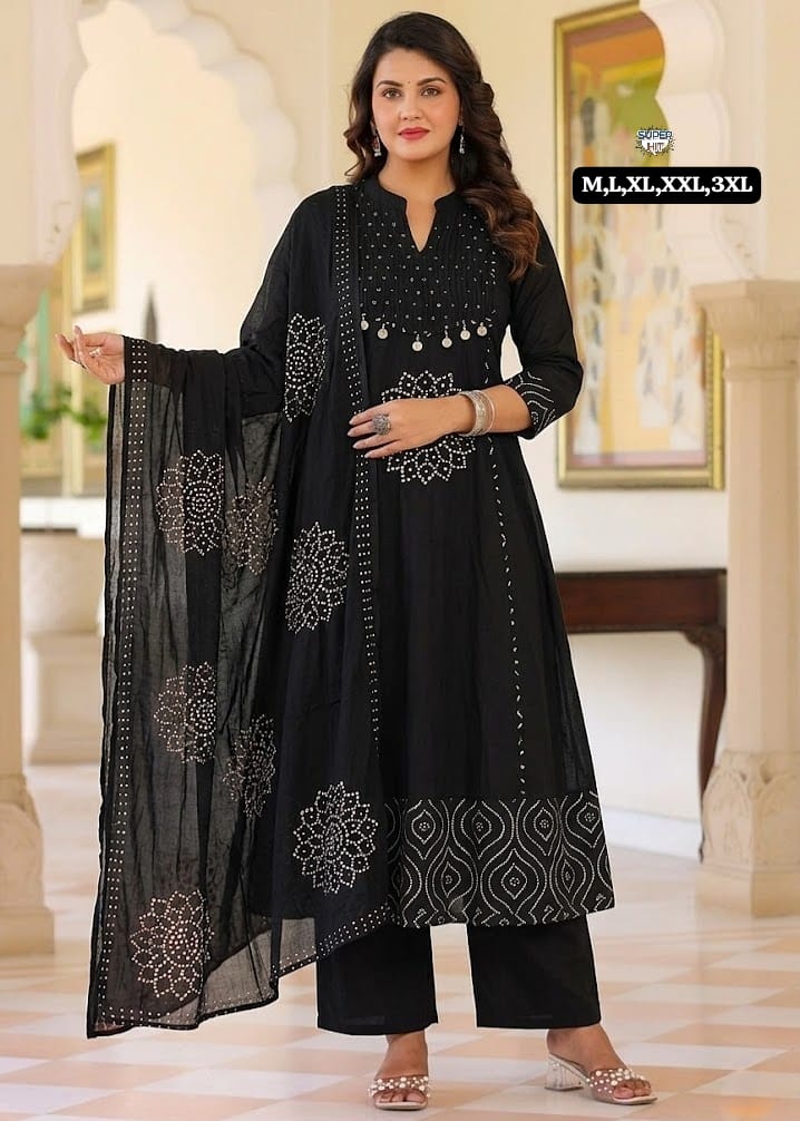 🍁New Arrival Fastival Special Anarkali kurti set cotton collection🍁
