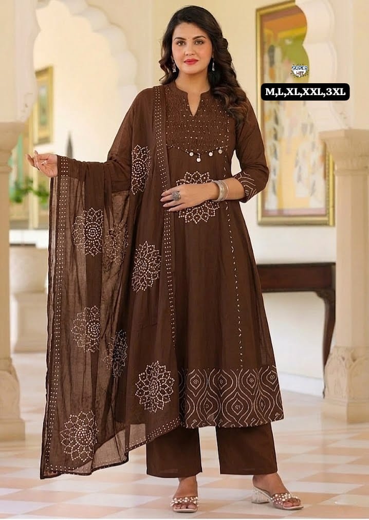 🍁New Arrival Fastival Special Anarkali kurti set cotton collection🍁