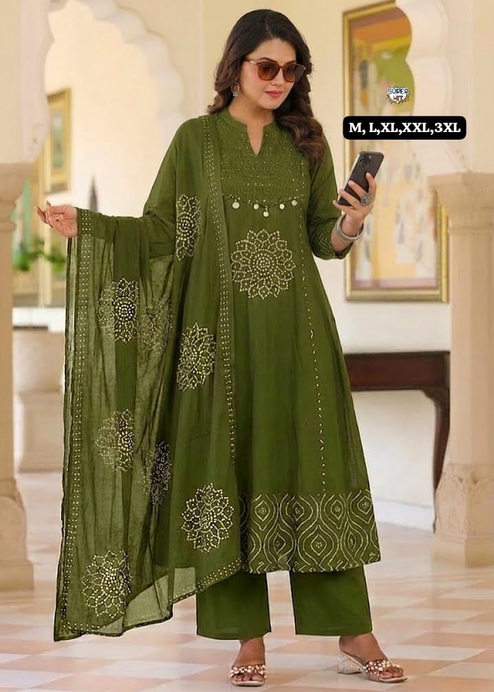 🍁New Arrival Fastival Special Anarkali kurti set cotton collection🍁