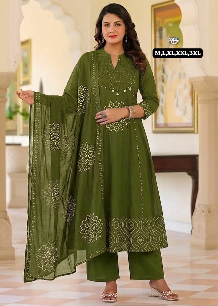🍁New Arrival Fastival Special Anarkali kurti set cotton collection🍁