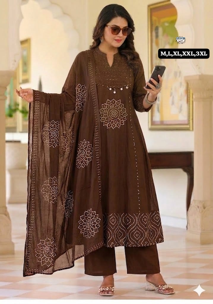 🍁New Arrival Fastival Special Anarkali kurti set cotton collection🍁