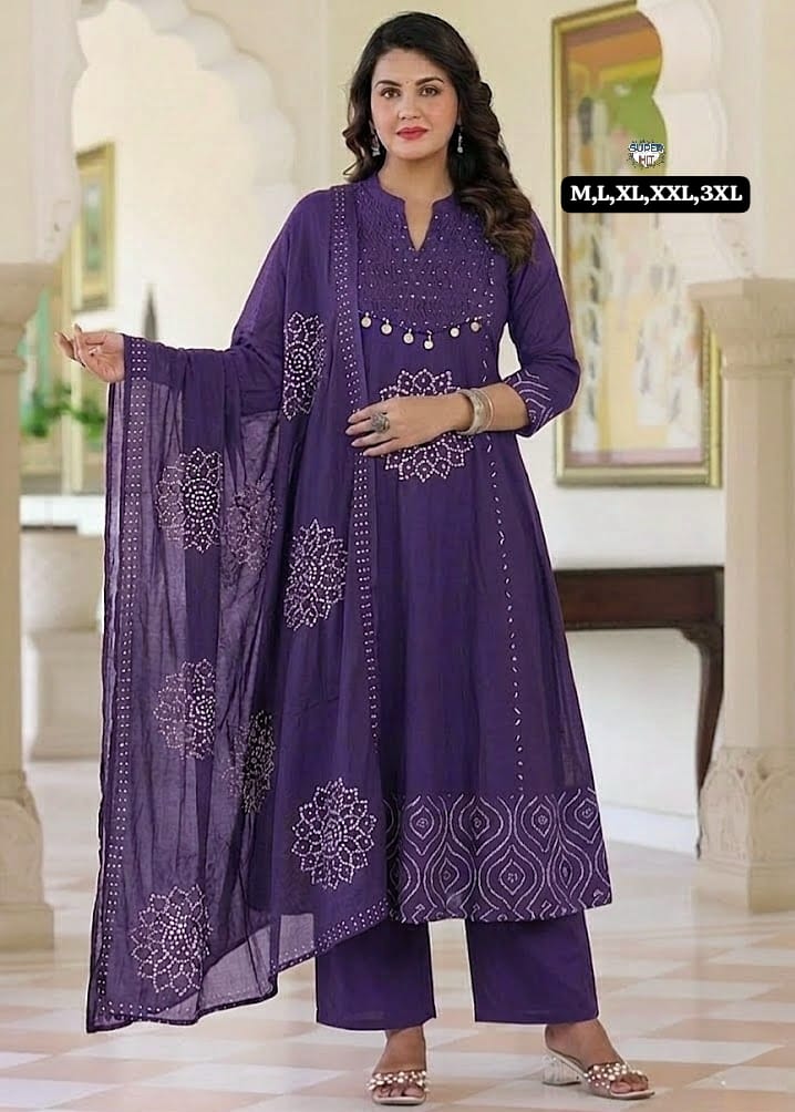 🍁New Arrival Fastival Special Anarkali kurti set cotton collection🍁