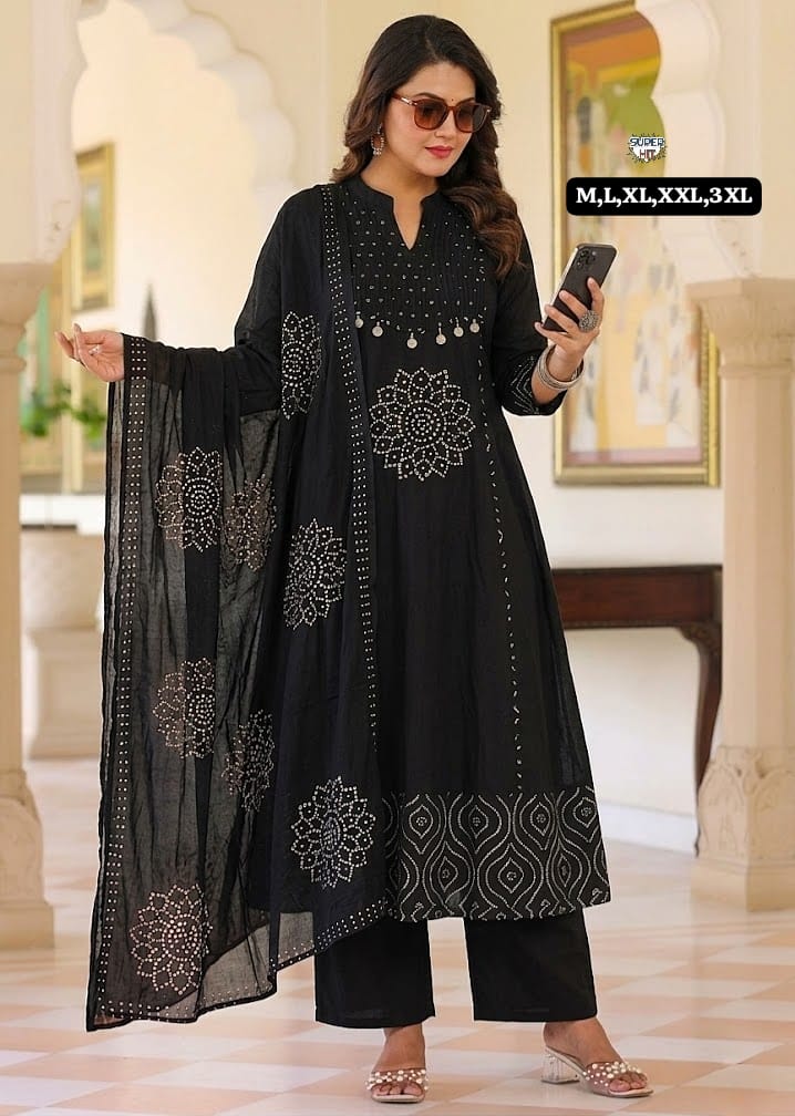 🍁New Arrival Fastival Special Anarkali kurti set cotton collection🍁
