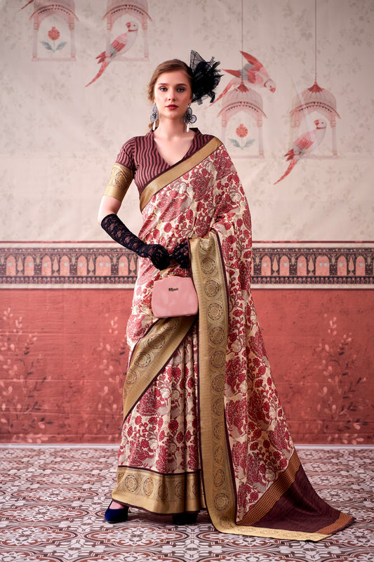 Tradition weaved in Tasar, finished with the subtle shimmer of viscose borders 🌺