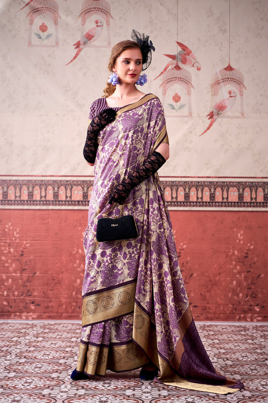 Tradition weaved in Tasar, finished with the subtle shimmer of viscose borders 🌺