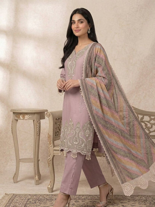 Women's Pakistani Style Palazzo Suit in Assorted Colors Star Georgette with Sequence Embroidery