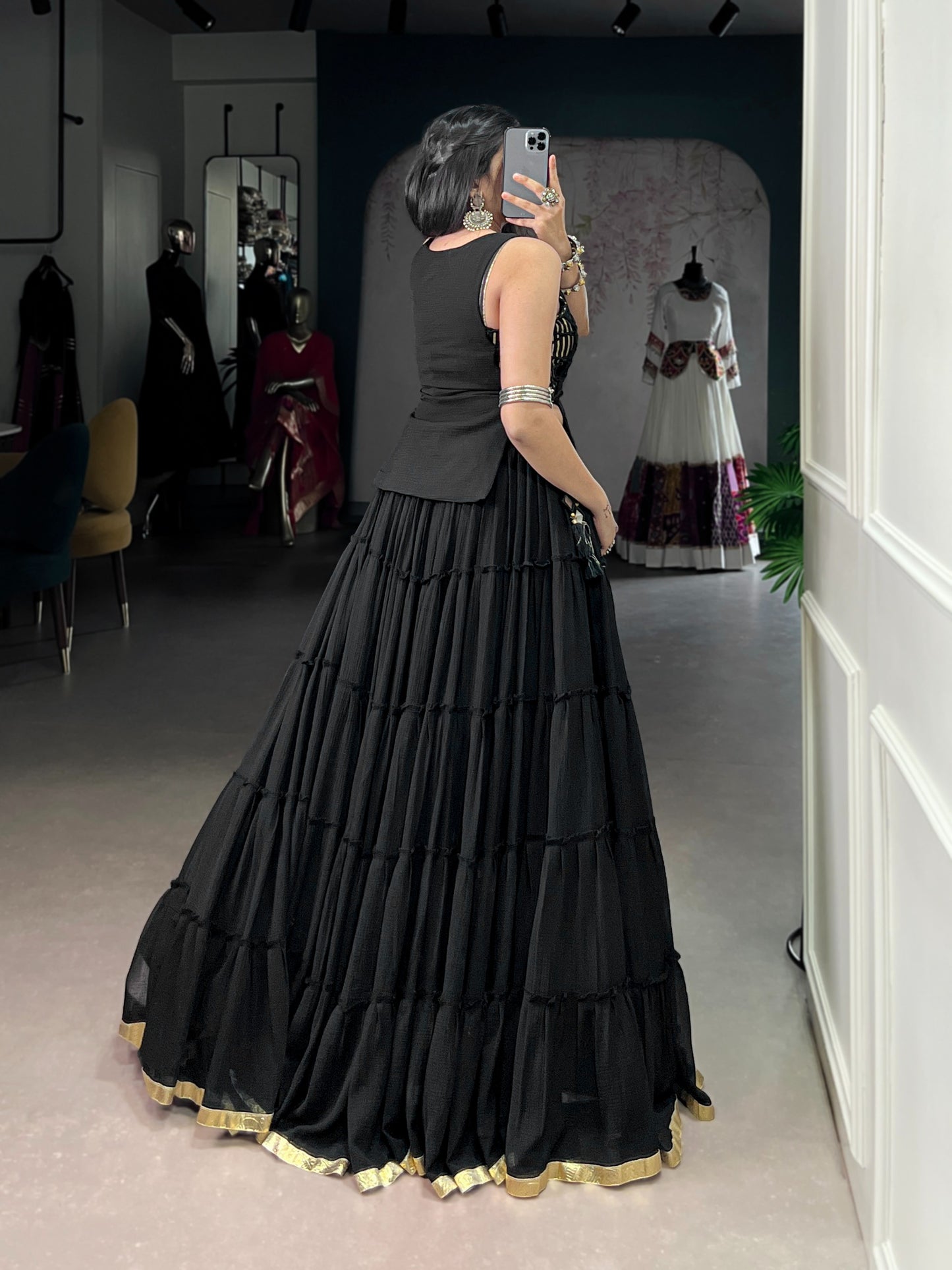 Made with Feather-Light Fabric, this Navratri lehenga is designed for comfort without compromising on style.